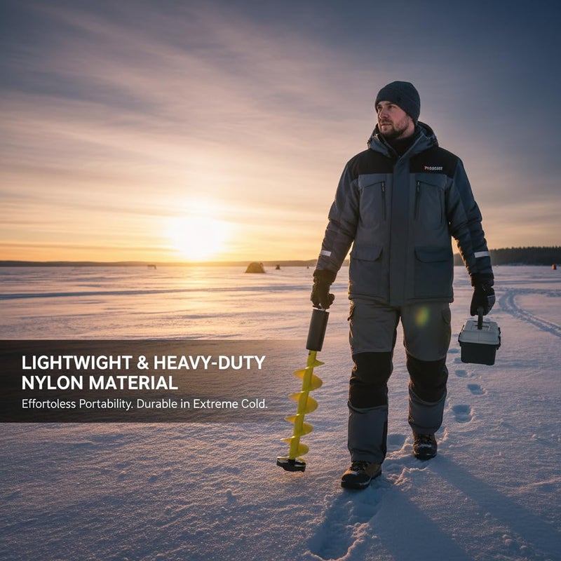 POCREATION Ice Auger with Blade Guards, 6 Inch Manual Ice Fishing Auger Nylon Drill Bit, Lightweight Portable Ice Fishing Tool for Quick Winter Fishing - Image 3